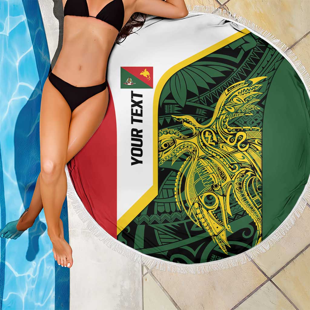 Personalised PNG East Sepik Province Beach Blanket Bird of Paradise Tattoo Flag Motif - Polynesian Pride