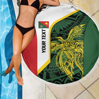 Personalised PNG East Sepik Province Beach Blanket Bird of Paradise Tattoo Flag Motif - Polynesian Pride