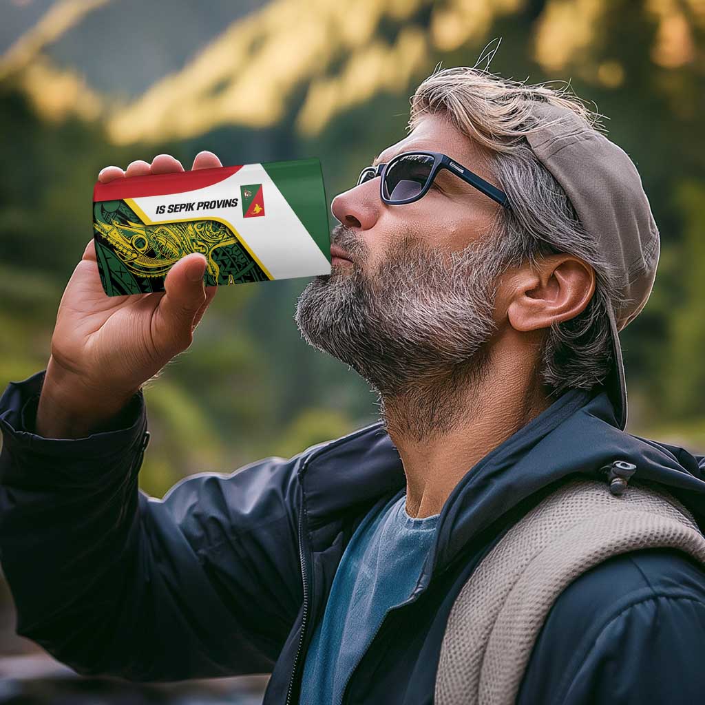 Personalised PNG East Sepik Province 4 in 1 Can Cooler Tumbler Bird of Paradise Tattoo Flag Motif - Polynesian Pride