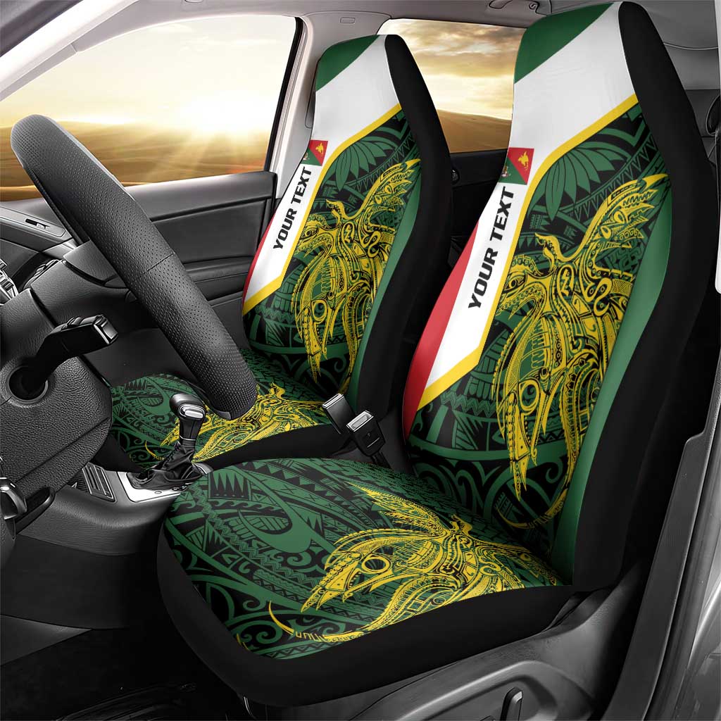 Personalised PNG East Sepik Province Car Seat Cover Bird of Paradise Tattoo Flag Motif - Polynesian Pride