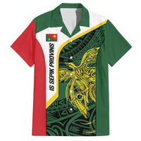 Personalised PNG East Sepik Province Family Matching Off Shoulder Short Dress and Hawaiian Shirt Bird of Paradise Tattoo Flag Motif - Polynesian Pride