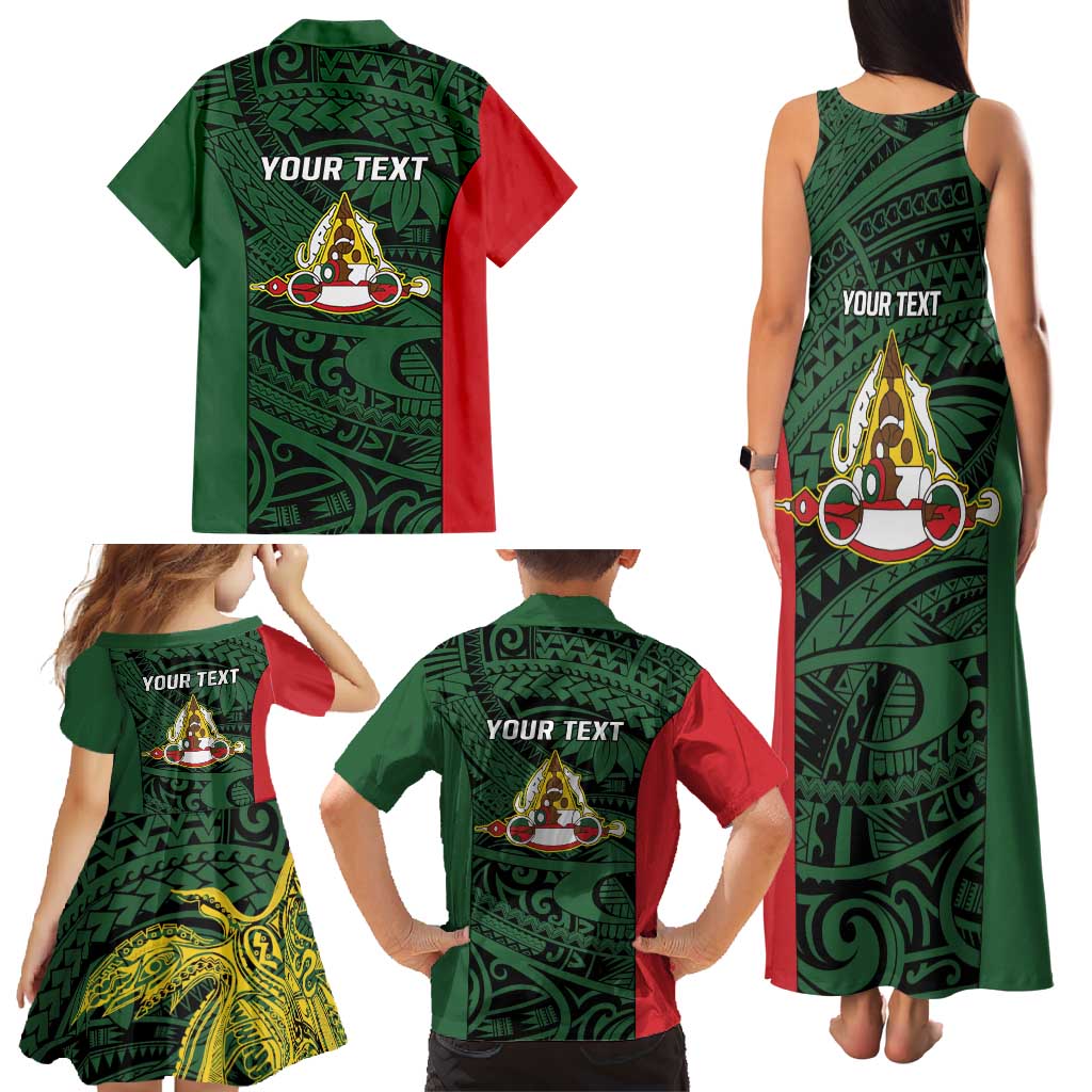 Personalised PNG East Sepik Province Family Matching Tank Maxi Dress and Hawaiian Shirt Bird of Paradise Tattoo Flag Motif - Polynesian Pride
