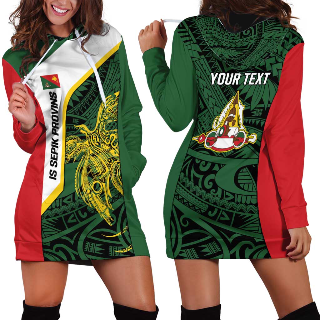 Personalised PNG East Sepik Province Hoodie Dress Bird of Paradise Tattoo Flag Motif - Polynesian Pride