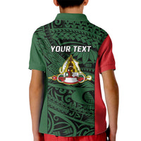 Personalised PNG East Sepik Province Kid Polo Shirt Bird of Paradise Tattoo Flag Motif - Polynesian Pride
