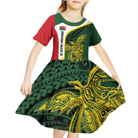 Personalised PNG East Sepik Province Kid Short Sleeve Dress Bird of Paradise Tattoo Flag Motif LT9 - Polynesian Pride
