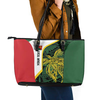 Personalised PNG East Sepik Province Leather Tote Bag Bird of Paradise Tattoo Flag Motif - Polynesian Pride