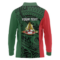 Personalised PNG East Sepik Province Long Sleeve Polo Shirt Bird of Paradise Tattoo Flag Motif LT9 - Polynesian Pride