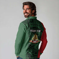 Personalised PNG East Sepik Province Long Sleeve Polo Shirt Bird of Paradise Tattoo Flag Motif LT9 - Polynesian Pride