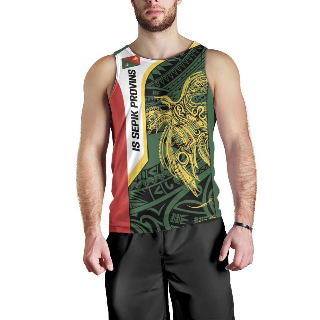 Personalised PNG East Sepik Province Men Tank Top Bird of Paradise Tattoo Flag Motif - Polynesian Pride