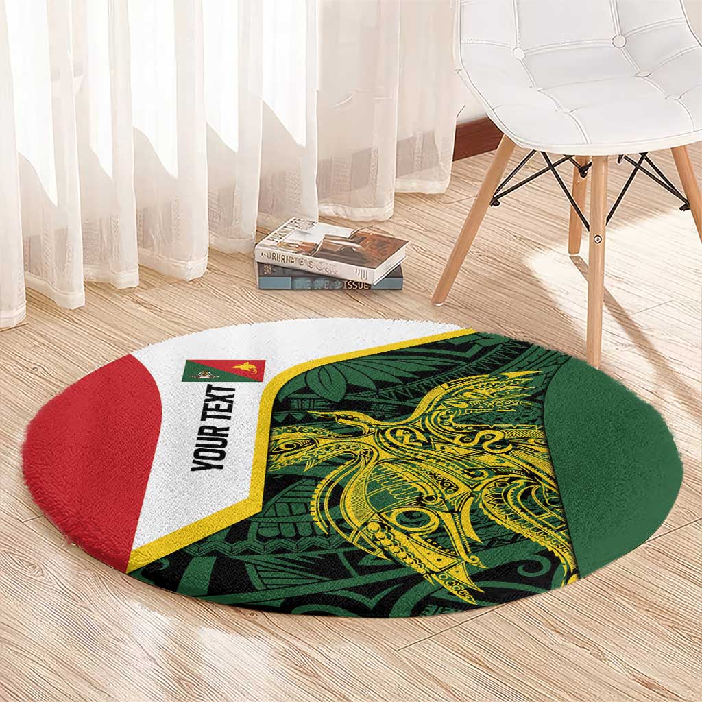 Personalised PNG East Sepik Province Round Carpet Bird of Paradise Tattoo Flag Motif - Polynesian Pride