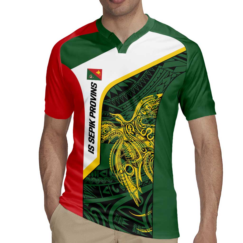 Personalised PNG East Sepik Province Rugby Jersey Bird of Paradise Tattoo Flag Motif - Polynesian Pride