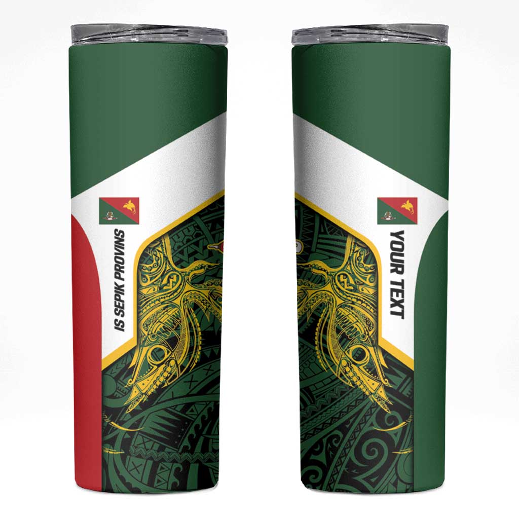 Personalised PNG East Sepik Province Skinny Tumbler Bird of Paradise Tattoo Flag Motif - Polynesian Pride