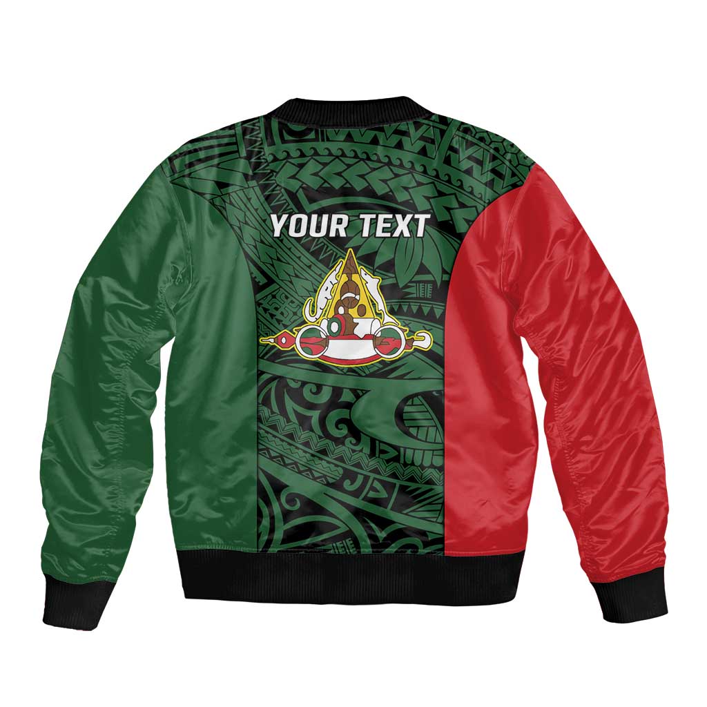 Personalised PNG East Sepik Province Sleeve Zip Bomber Jacket Bird of Paradise Tattoo Flag Motif - Polynesian Pride