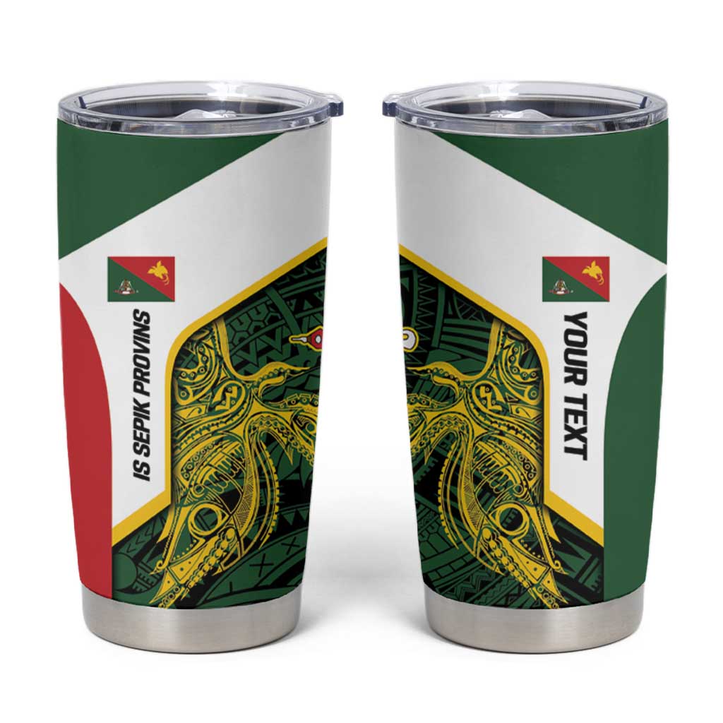 Personalised PNG East Sepik Province Tumbler Cup Bird of Paradise Tattoo Flag Motif - Polynesian Pride