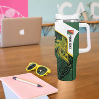 Personalised PNG East Sepik Province Tumbler With Handle Bird of Paradise Tattoo Flag Motif - Polynesian Pride
