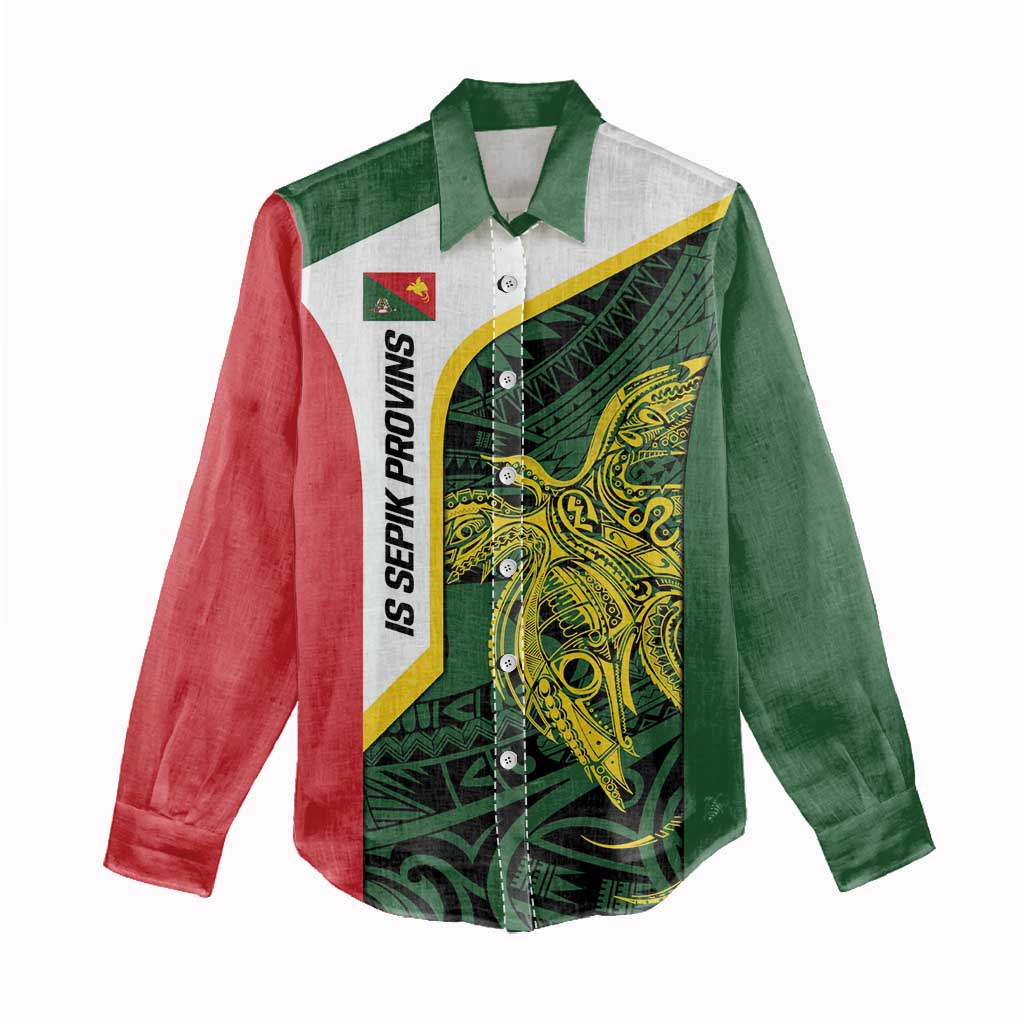 Personalised PNG East Sepik Province Women Casual Shirt Bird of Paradise Tattoo Flag Motif - Polynesian Pride