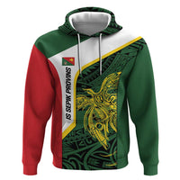 Personalised PNG East Sepik Province Zip Hoodie Bird of Paradise Tattoo Flag Motif - Polynesian Pride