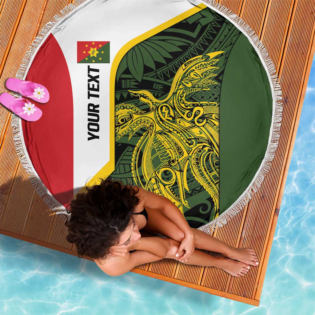 Personalised PNG Eastern Highlands Beach Blanket Bird of Paradise Tattoo Flag Motif - Polynesian Pride