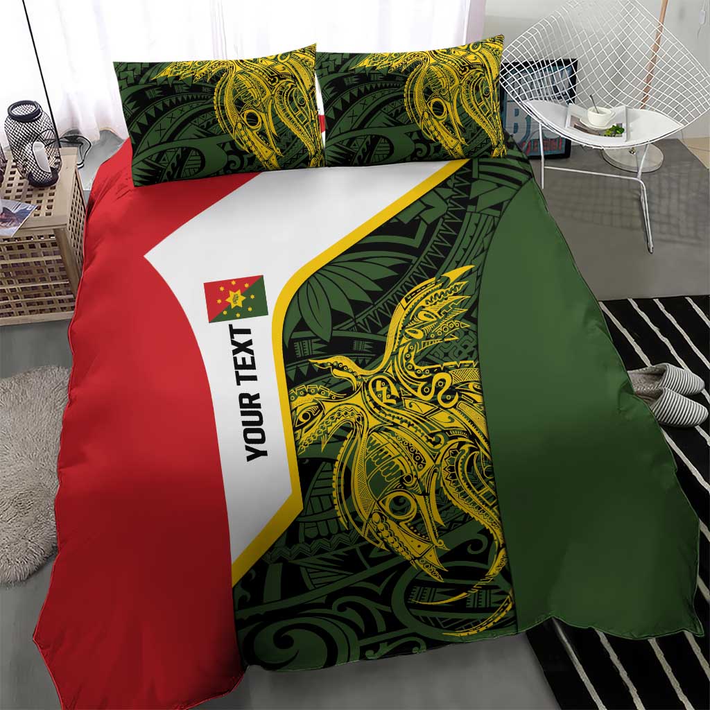Personalised PNG Eastern Highlands Bedding Set Bird of Paradise Tattoo Flag Motif - Polynesian Pride