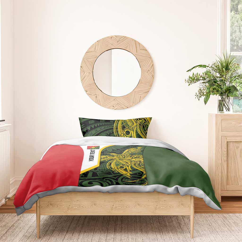 Personalised PNG Eastern Highlands Bedding Set Bird of Paradise Tattoo Flag Motif - Polynesian Pride