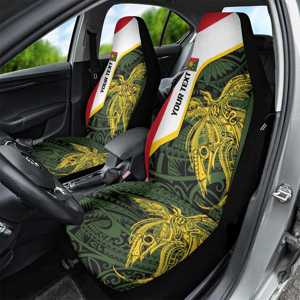 Personalised PNG Eastern Highlands Car Seat Cover Bird of Paradise Tattoo Flag Motif - Polynesian Pride