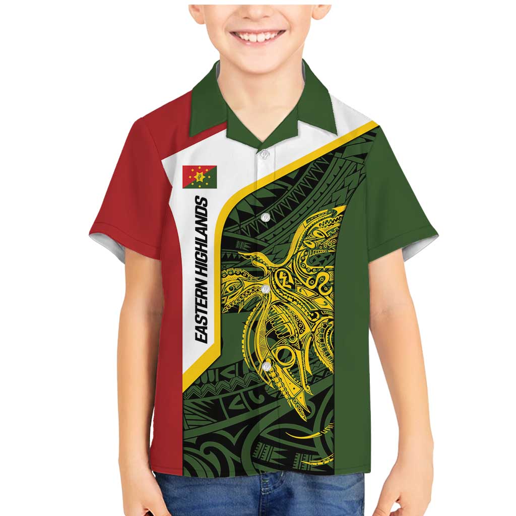Personalised PNG Eastern Highlands Family Matching Mermaid Dress and Hawaiian Shirt Bird of Paradise Tattoo Flag Motif - Polynesian Pride