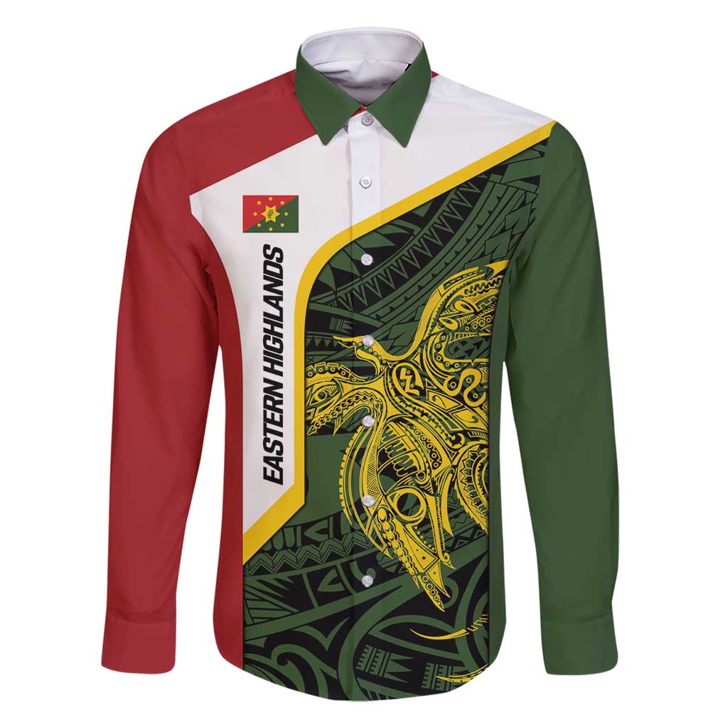 Personalised PNG Eastern Highlands Family Matching Off Shoulder Maxi Dress and Hawaiian Shirt Bird of Paradise Tattoo Flag Motif - Polynesian Pride