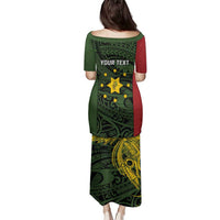 Personalised PNG Eastern Highlands Family Matching Puletasi and Hawaiian Shirt Bird of Paradise Tattoo Flag Motif - Polynesian Pride