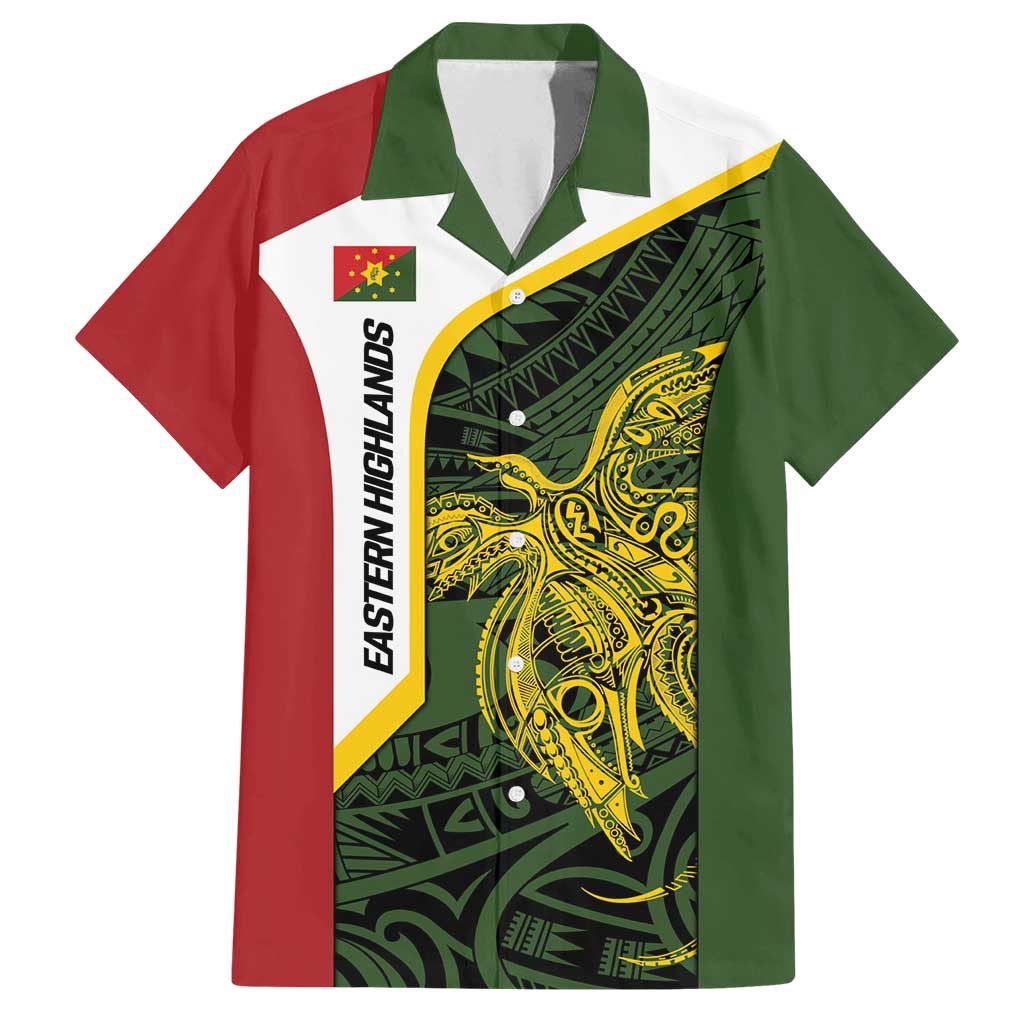 Personalised PNG Eastern Highlands Family Matching Summer Maxi Dress and Hawaiian Shirt Bird of Paradise Tattoo Flag Motif - Polynesian Pride