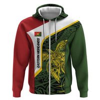Personalised PNG Eastern Highlands Hoodie Bird of Paradise Tattoo Flag Motif - Polynesian Pride