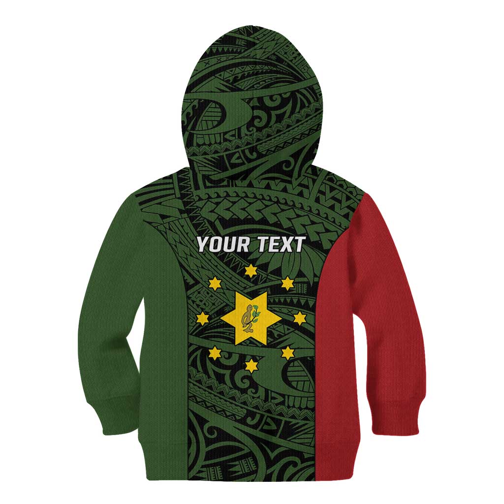 Personalised PNG Eastern Highlands Kid Hoodie Bird of Paradise Tattoo Flag Motif - Polynesian Pride