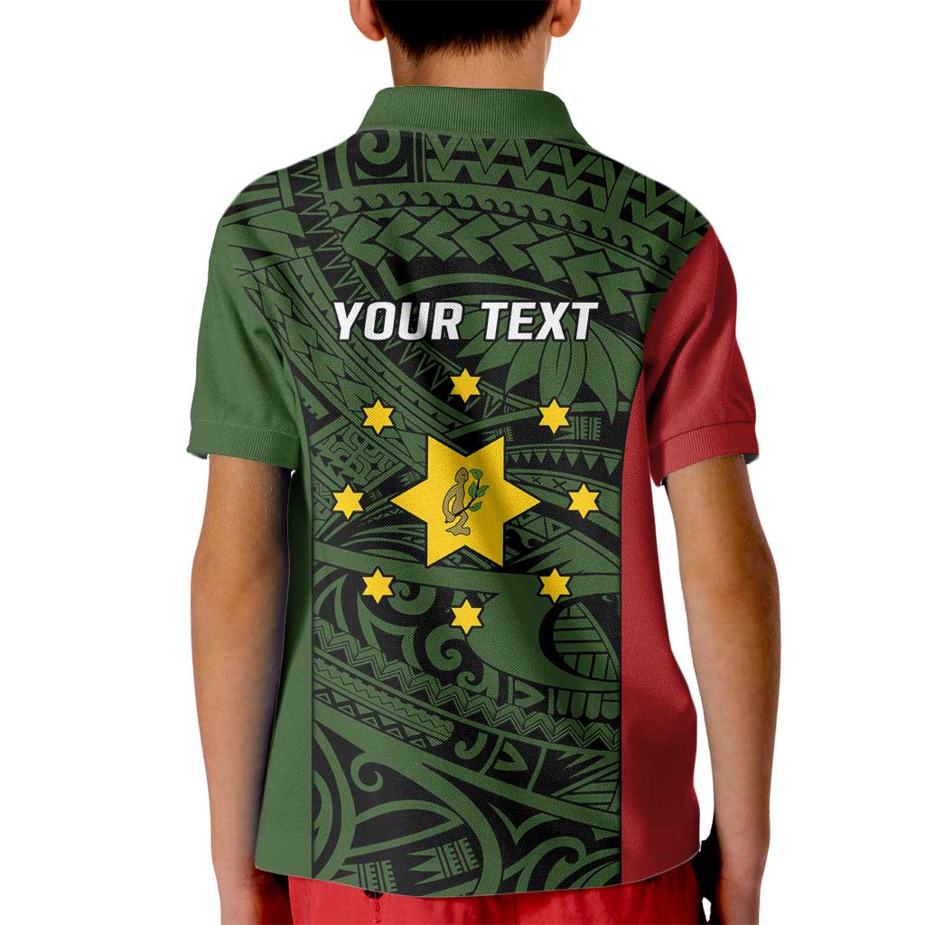 Personalised PNG Eastern Highlands Kid Polo Shirt Bird of Paradise Tattoo Flag Motif - Polynesian Pride
