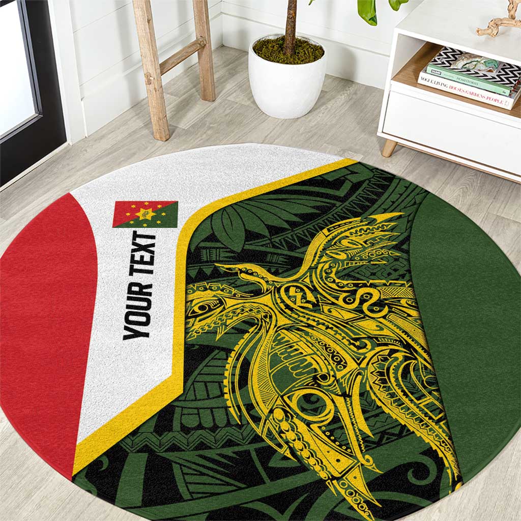 Personalised PNG Eastern Highlands Round Carpet Bird of Paradise Tattoo Flag Motif - Polynesian Pride