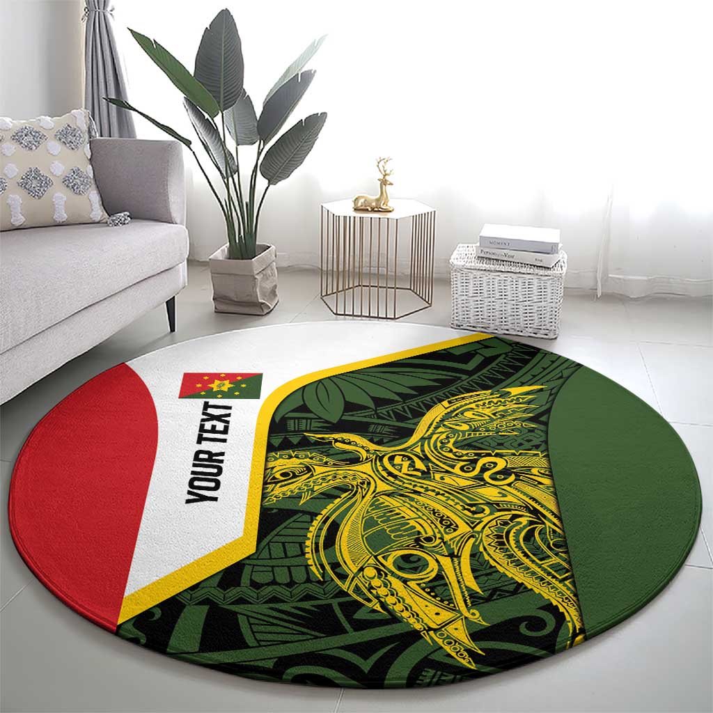 Personalised PNG Eastern Highlands Round Carpet Bird of Paradise Tattoo Flag Motif - Polynesian Pride
