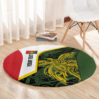 Personalised PNG Eastern Highlands Round Carpet Bird of Paradise Tattoo Flag Motif - Polynesian Pride