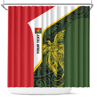Personalised PNG Eastern Highlands Shower Curtain Bird of Paradise Tattoo Flag Motif - Polynesian Pride