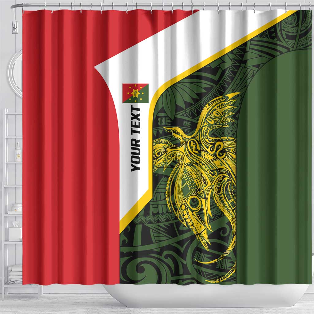 Personalised PNG Eastern Highlands Shower Curtain Bird of Paradise Tattoo Flag Motif - Polynesian Pride