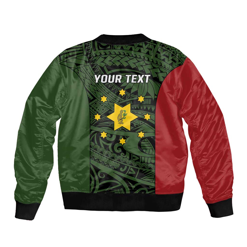 Personalised PNG Eastern Highlands Sleeve Zip Bomber Jacket Bird of Paradise Tattoo Flag Motif - Polynesian Pride