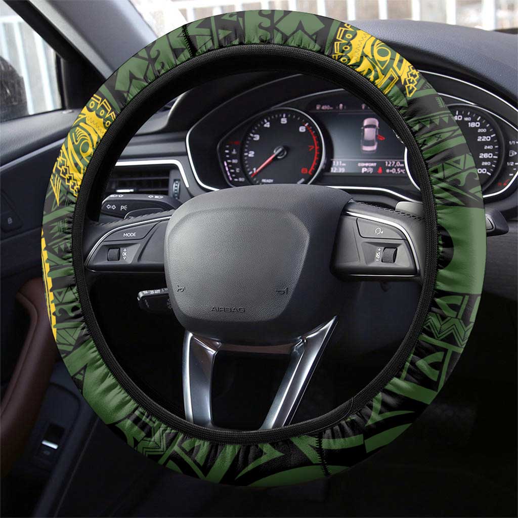 PNG Eastern Highlands Steering Wheel Cover Bird of Paradise Tattoo Flag Motif - Polynesian Pride