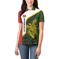 Personalised PNG Eastern Highlands Women Polo Shirt Bird of Paradise Tattoo Flag Motif - Polynesian Pride