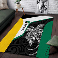 Personalised PNG Enga Province Area Rug Bird of Paradise Tattoo Flag Motif - Polynesian Pride