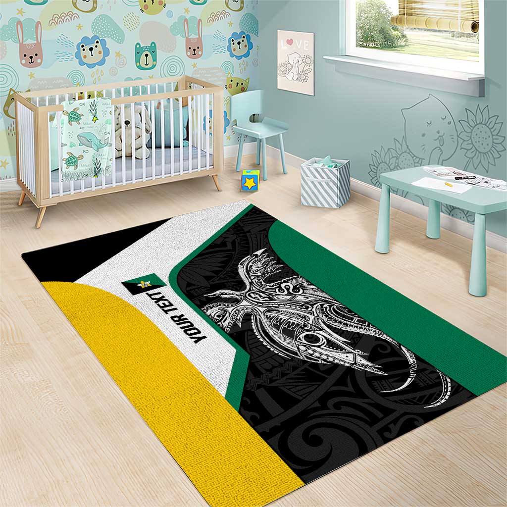 Personalised PNG Enga Province Area Rug Bird of Paradise Tattoo Flag Motif - Polynesian Pride