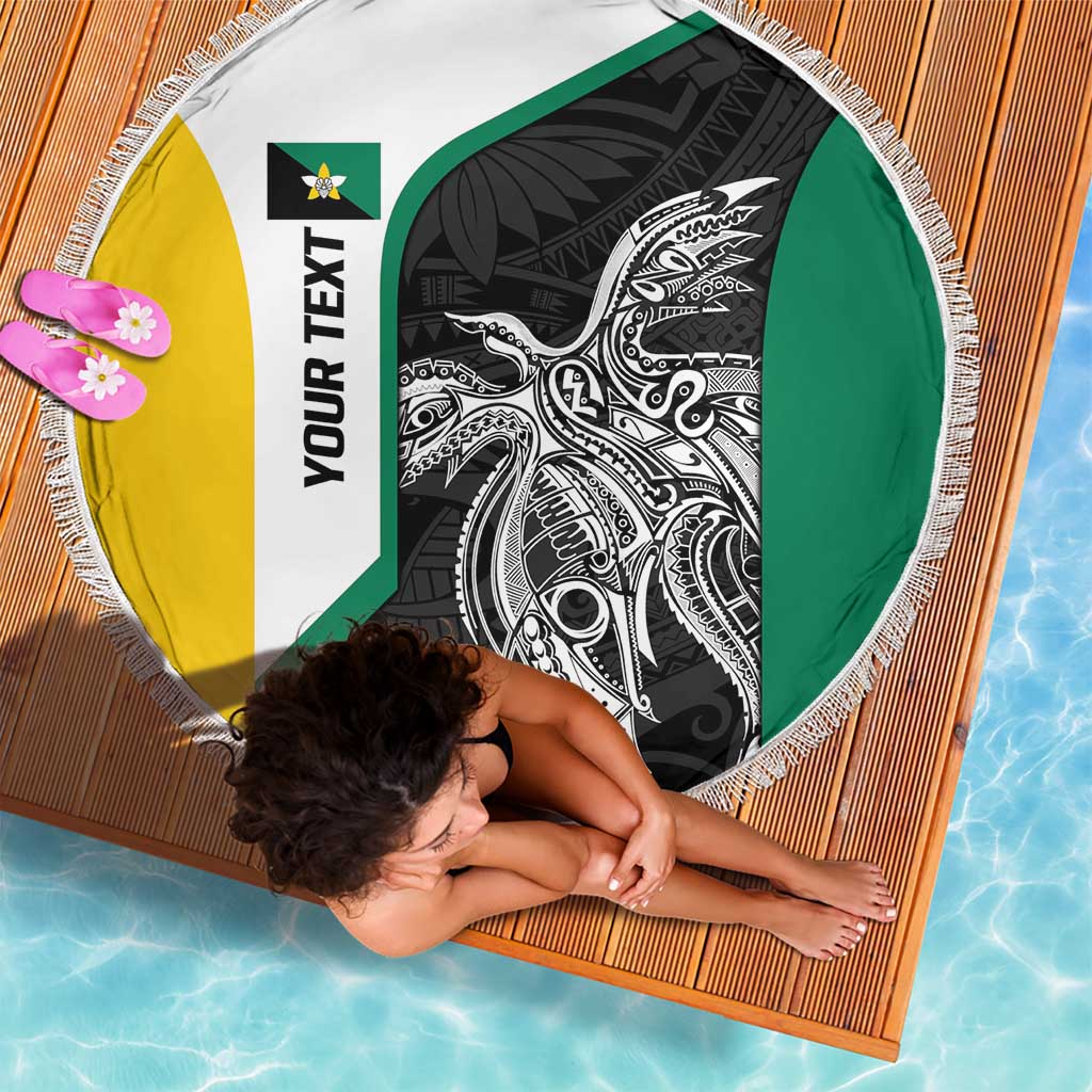 Personalised PNG Enga Province Beach Blanket Bird of Paradise Tattoo Flag Motif - Polynesian Pride