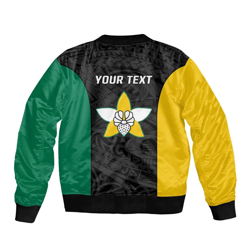 Personalised PNG Enga Province Bomber Jacket Bird of Paradise Tattoo Flag Motif - Polynesian Pride