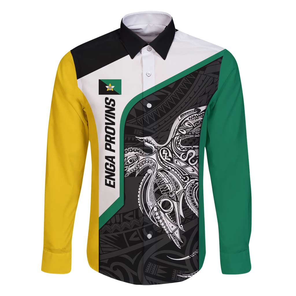 Personalised PNG Enga Province Family Matching Long Sleeve Bodycon Dress and Hawaiian Shirt Bird of Paradise Tattoo Flag Motif - Polynesian Pride