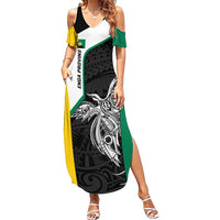 Personalised PNG Enga Province Family Matching Summer Maxi Dress and Hawaiian Shirt Bird of Paradise Tattoo Flag Motif - Polynesian Pride