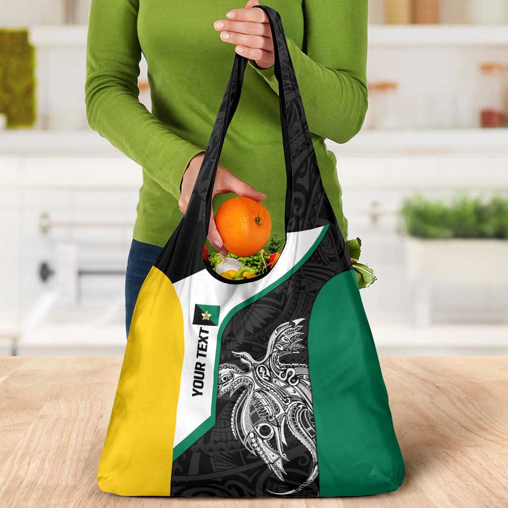 Personalised PNG Enga Province Grocery Bag Bird of Paradise Tattoo Flag Motif - Polynesian Pride