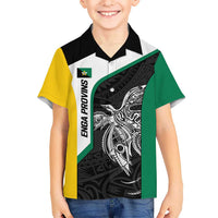 Personalised PNG Enga Province Kid Hawaiian Shirt Bird of Paradise Tattoo Flag Motif - Polynesian Pride