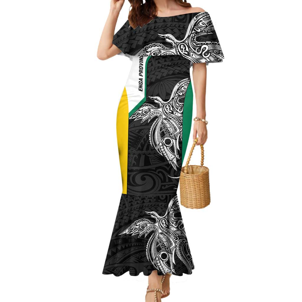 Personalised PNG Enga Province Mermaid Dress Bird of Paradise Tattoo Flag Motif - Polynesian Pride