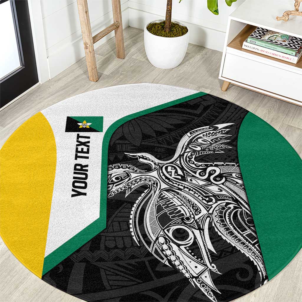 Personalised PNG Enga Province Round Carpet Bird of Paradise Tattoo Flag Motif - Polynesian Pride